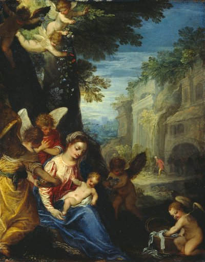 Il riposo durante la fuga in Egitto da Hans Rottenhammer